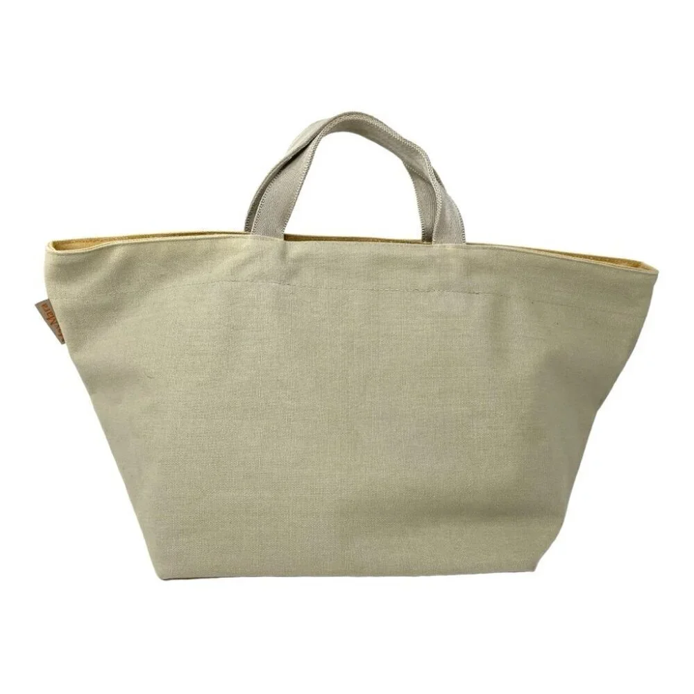 Max Mara Natural Tan Canvas Top Handle Bag
